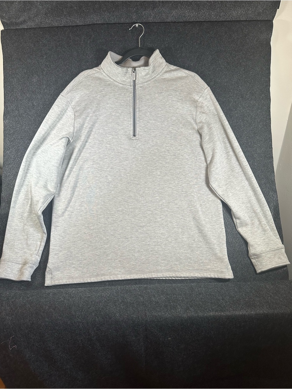 Tahari Men's Grey Quarter Zip Pullover Sweater Mock Neck Long Sleeve Medium